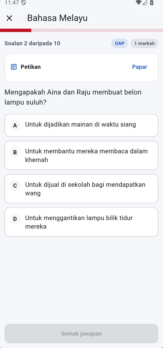 Soalan pemahaman petikan Bahasa Melayu dalam app MPT4